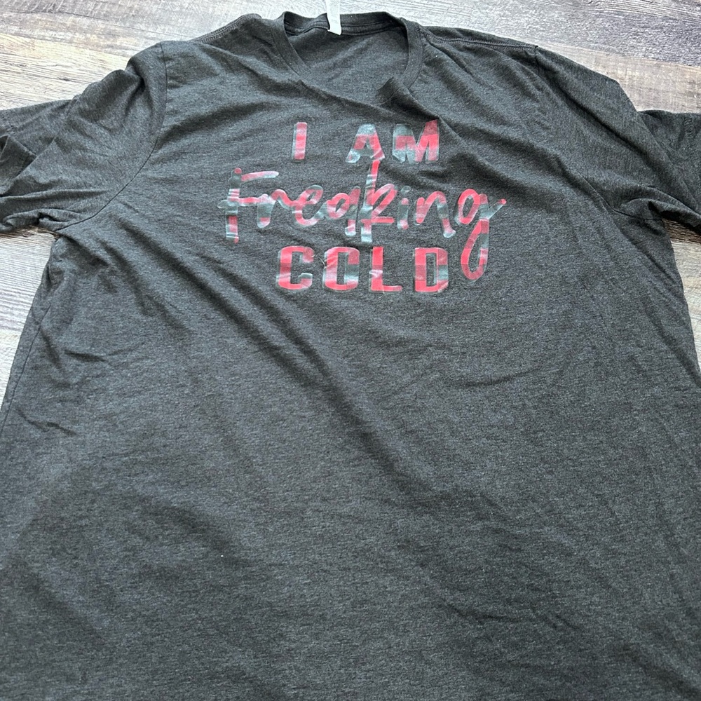 Bella Canvas Charcoal Tee with Red and White Graphic